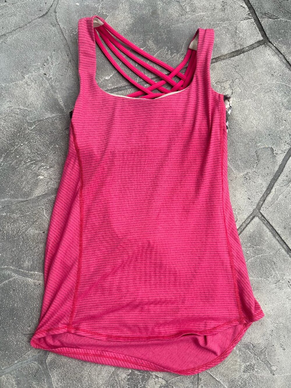 Lululemon Wild Tank Double-Layer Strappy Pink Stripe & Butterfly - Size 4